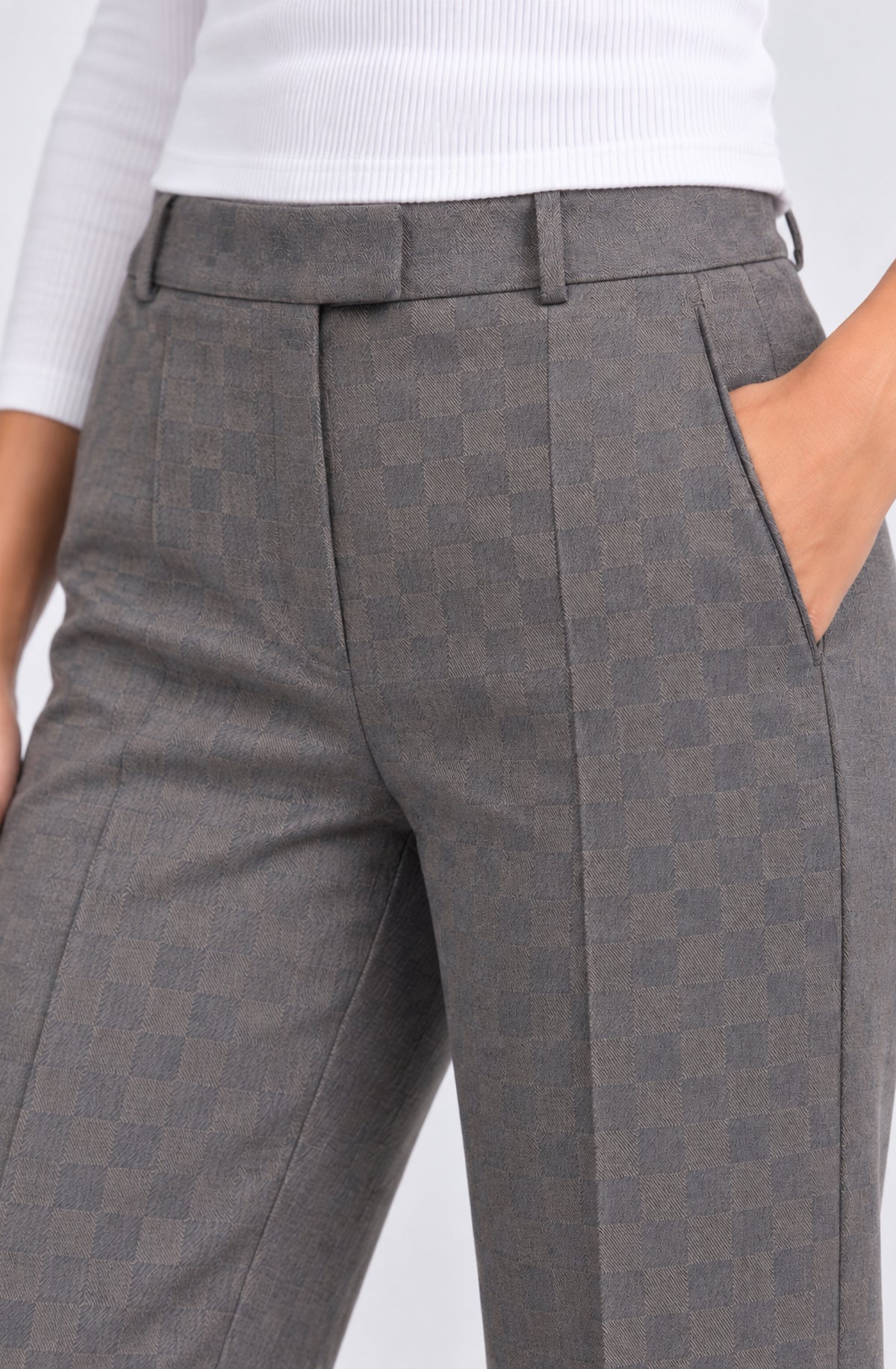 Checkered Woven Trousers