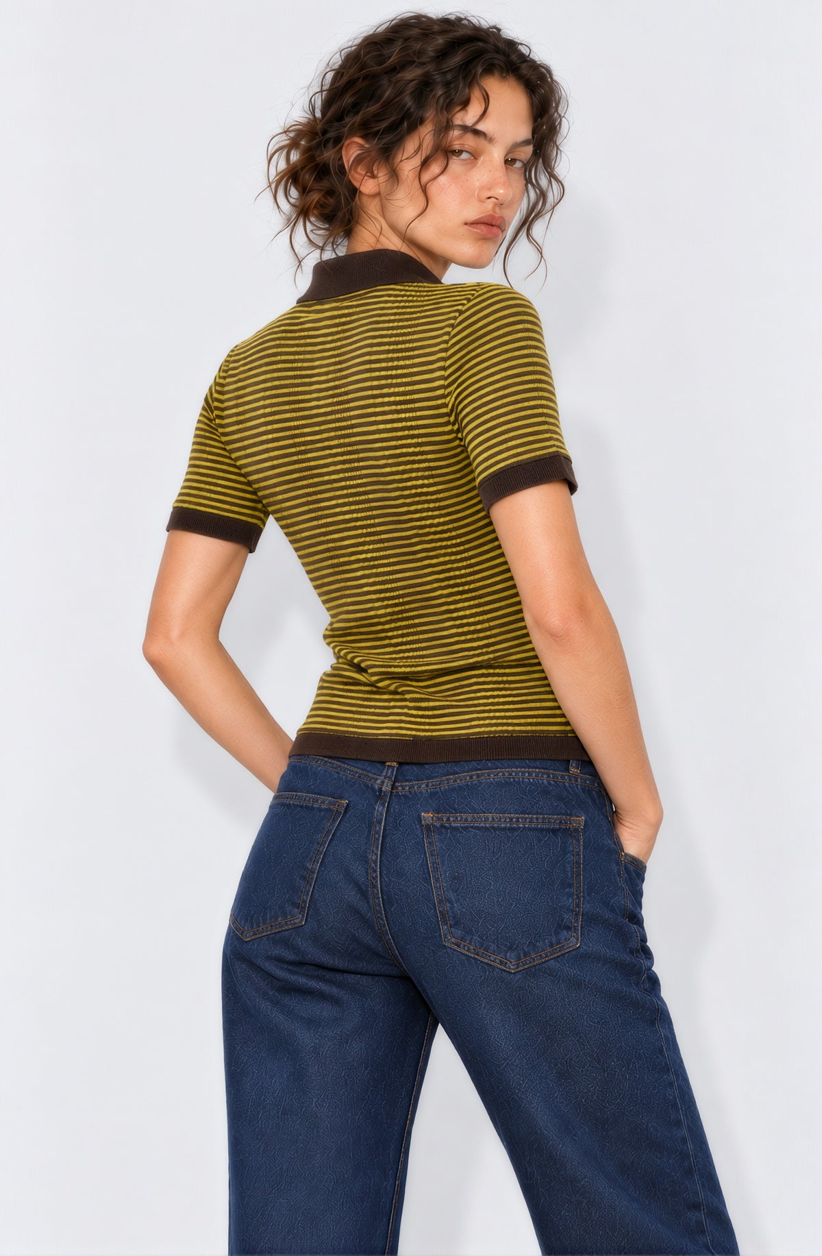 Striped T-shirt in Yellow-Brown