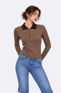 Striped Blouse in Beige-Brown