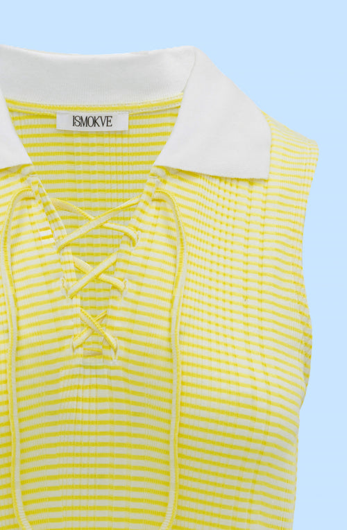 Striped Tank Top in Ecru-Yellow