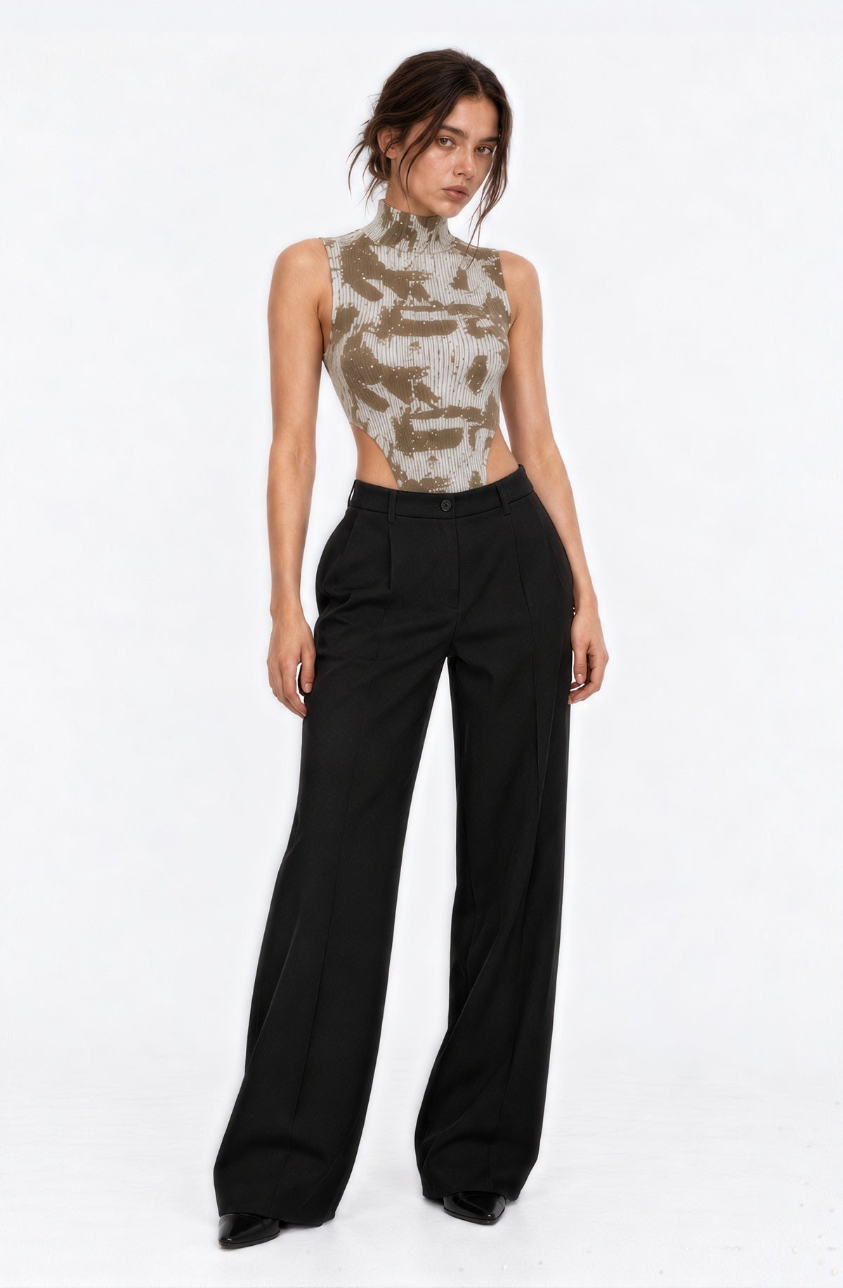 Patterned Turtleneck Bodysuit