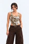 Patterned Square Neck Bodysuit