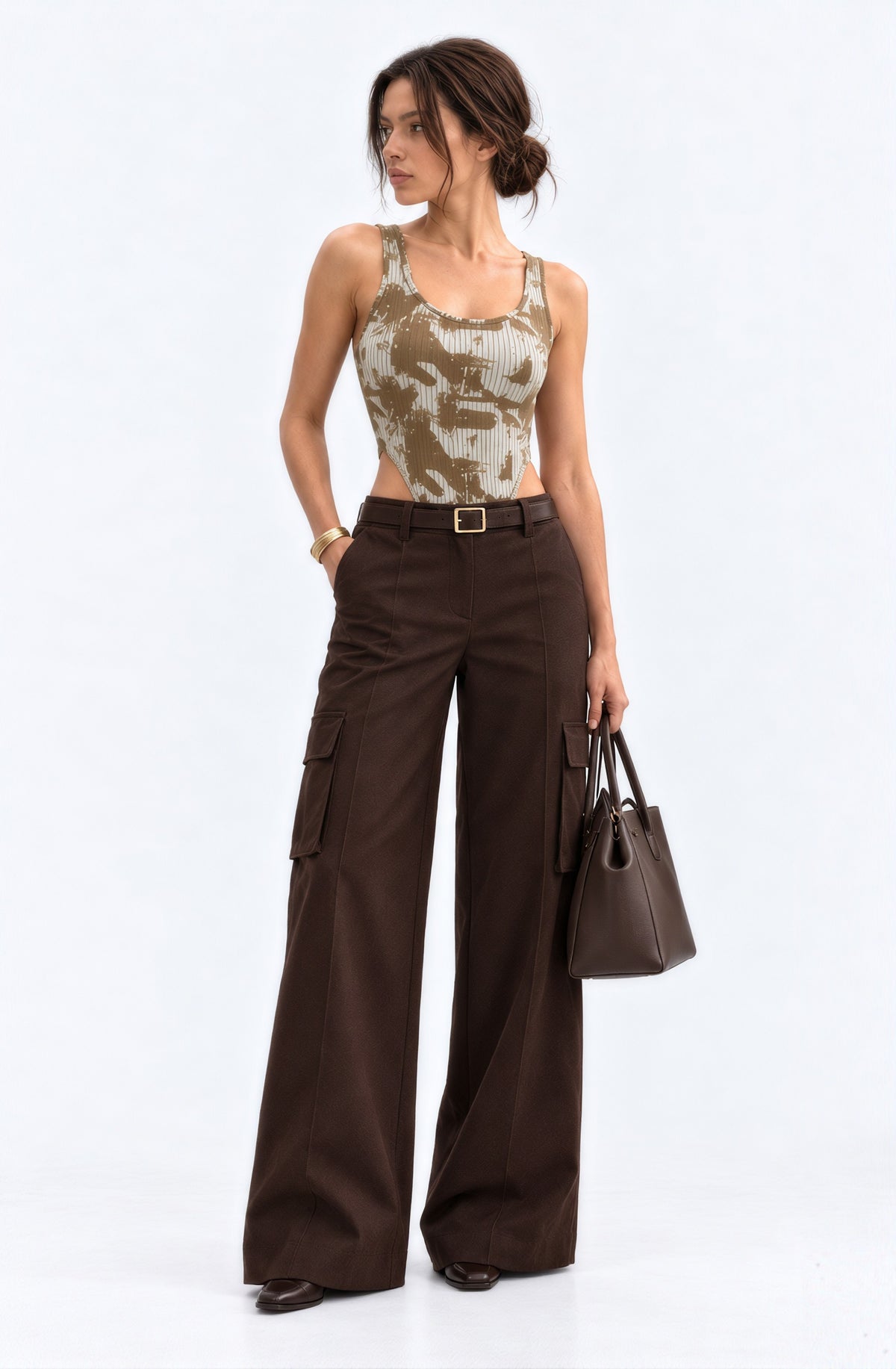 Patterned Square Neck Bodysuit