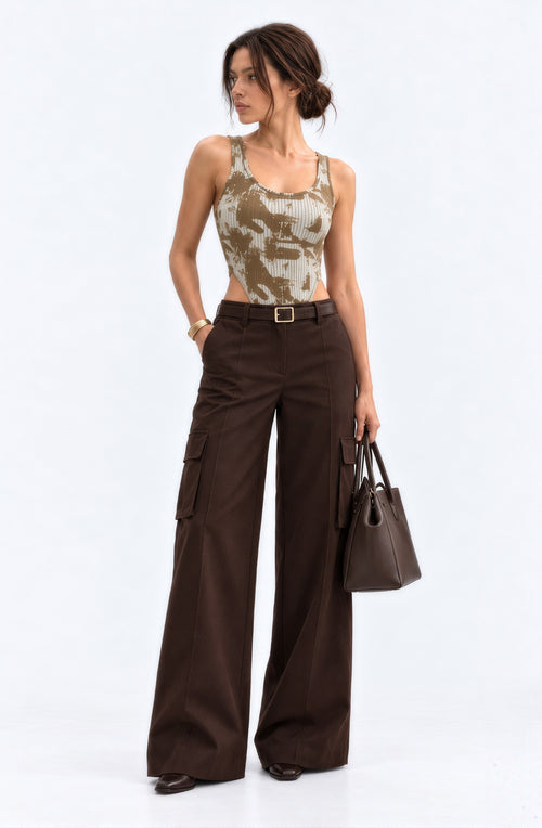 Patterned Square Neck Bodysuit