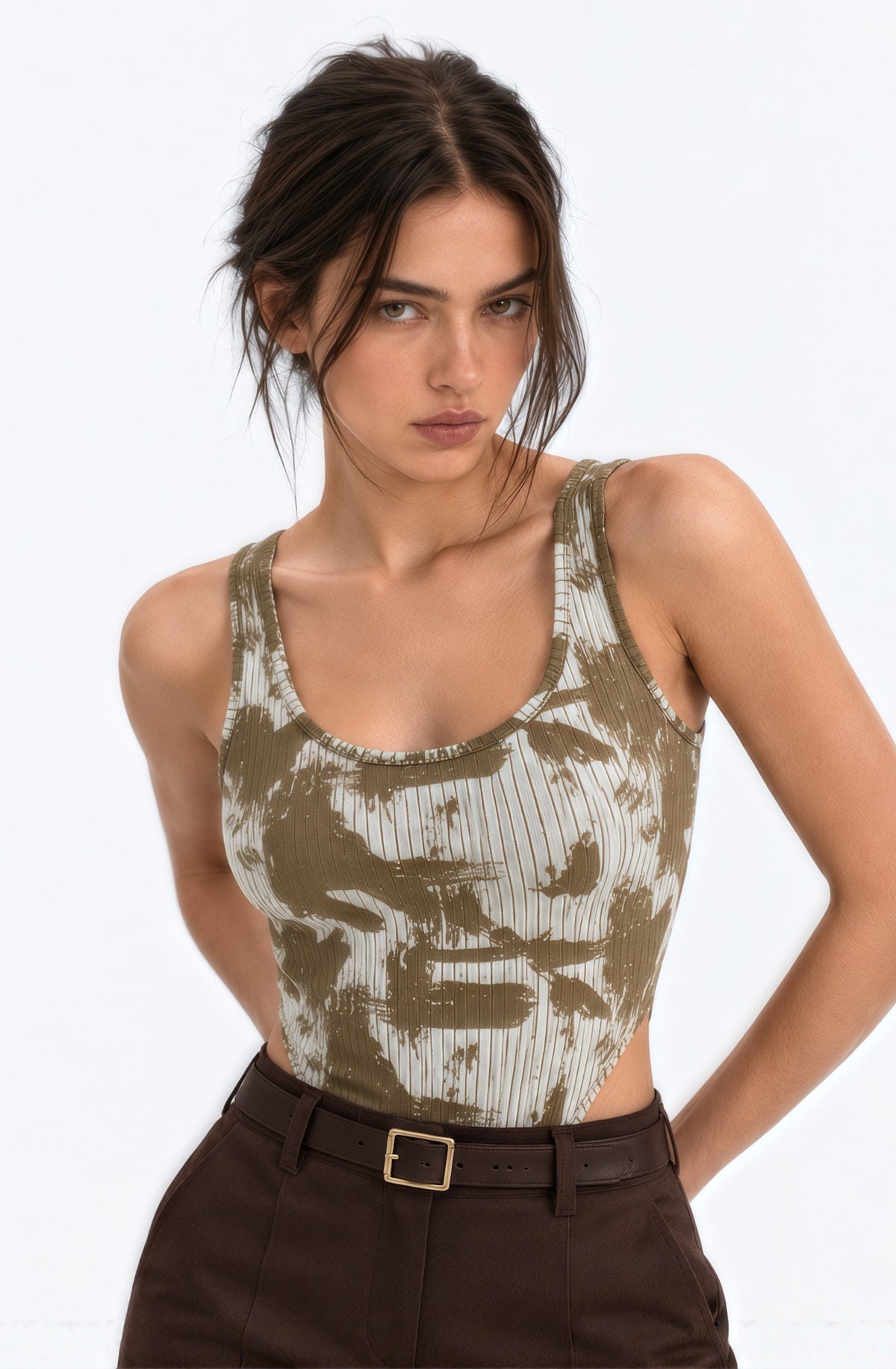 Patterned Square Neck Bodysuit